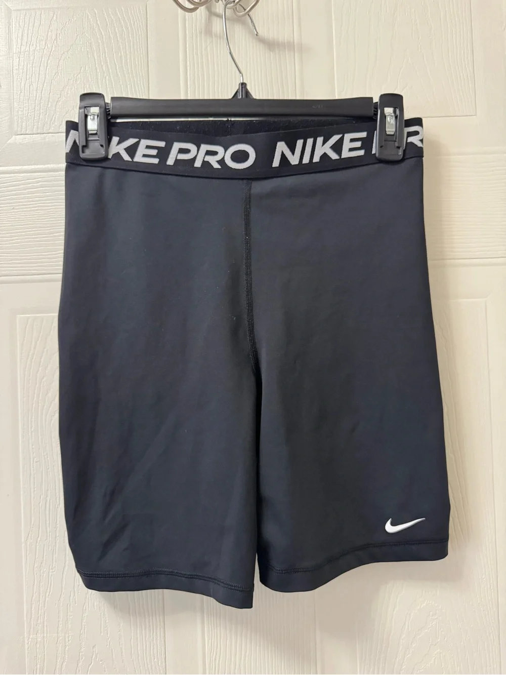 Nike Pro Black Women's Bike Shorts with White Swoosh